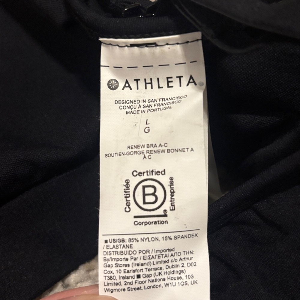 NWT Athleta Renew Sports Bra A-C Black Large - Picture 7 of 10